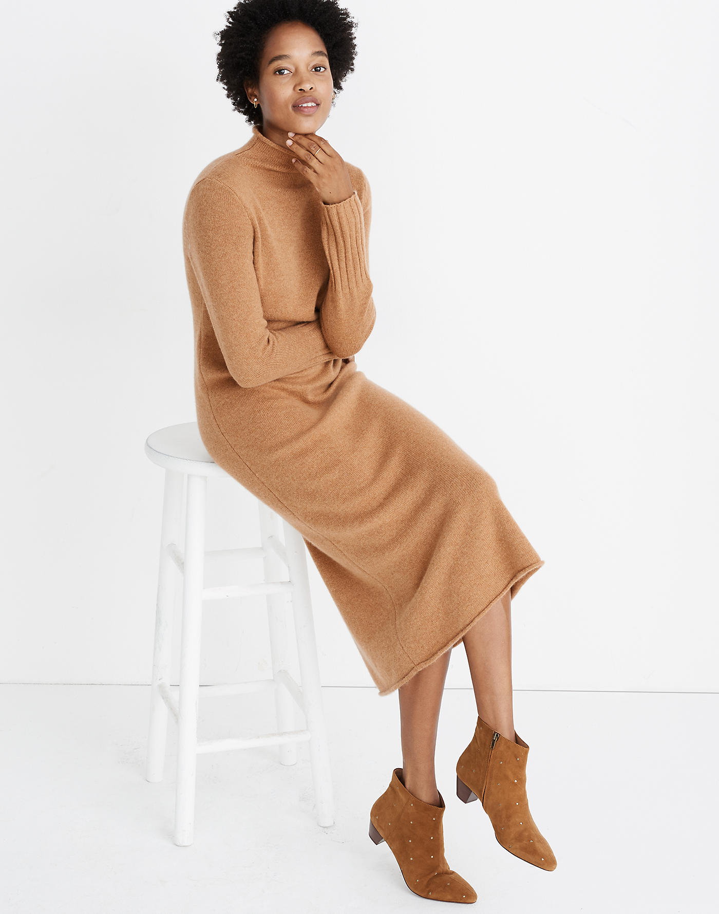 Mock neck midi sweater best sale dress