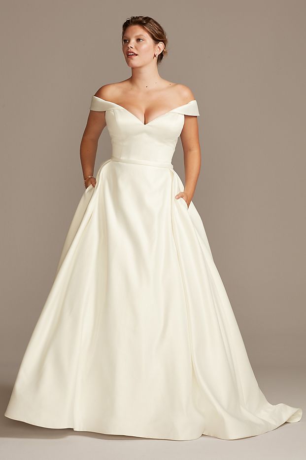 plus size off the shoulder wedding dress