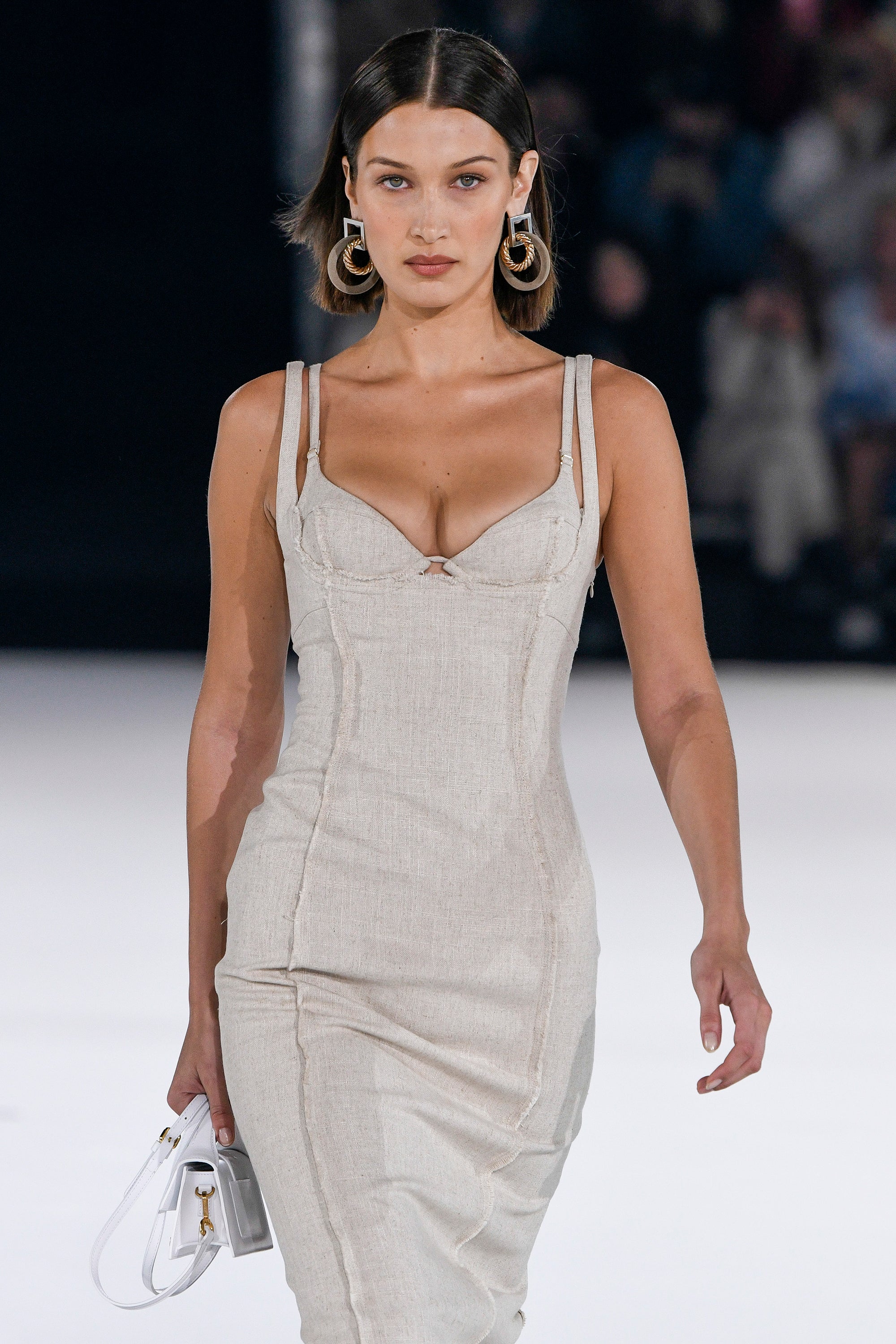 Gigi Hadid Takes Jacquemus Runway in White Lingerie for Spring