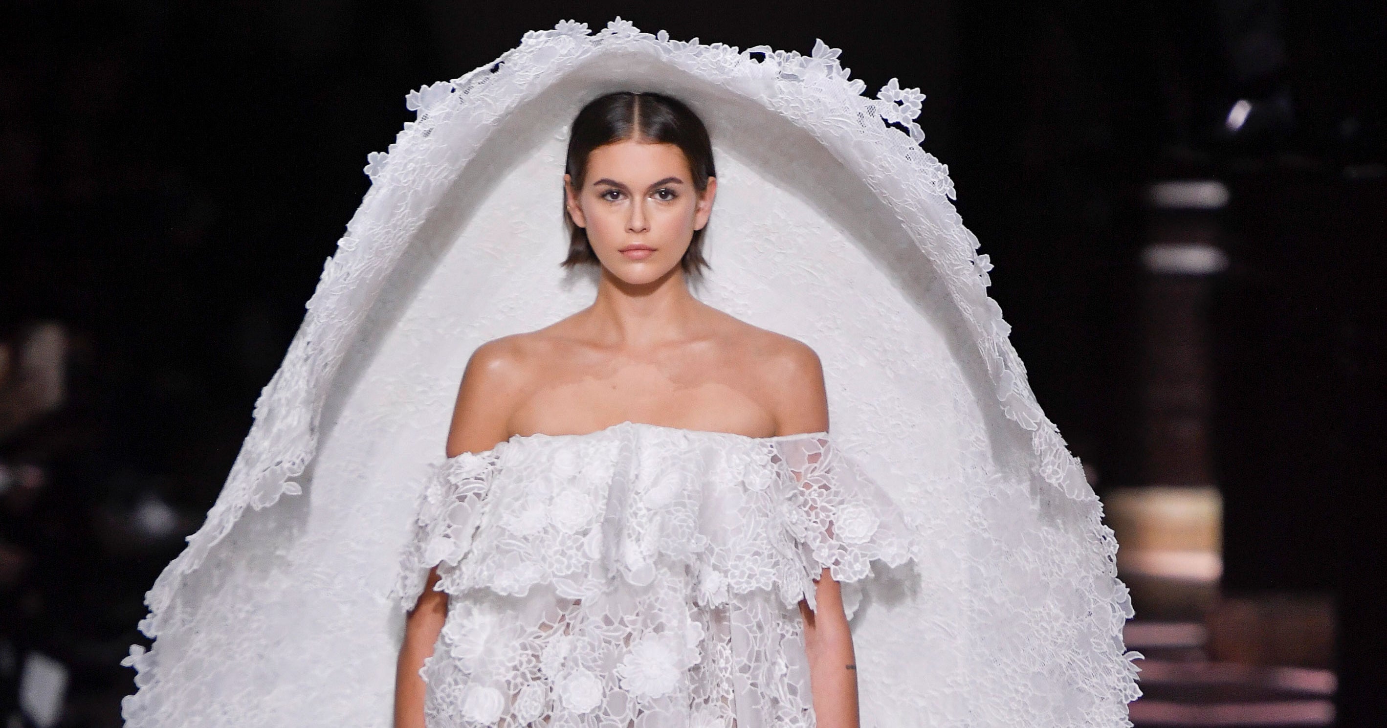 Kaia Gerber Wears Givenchy Haute Couture Wedding Veil