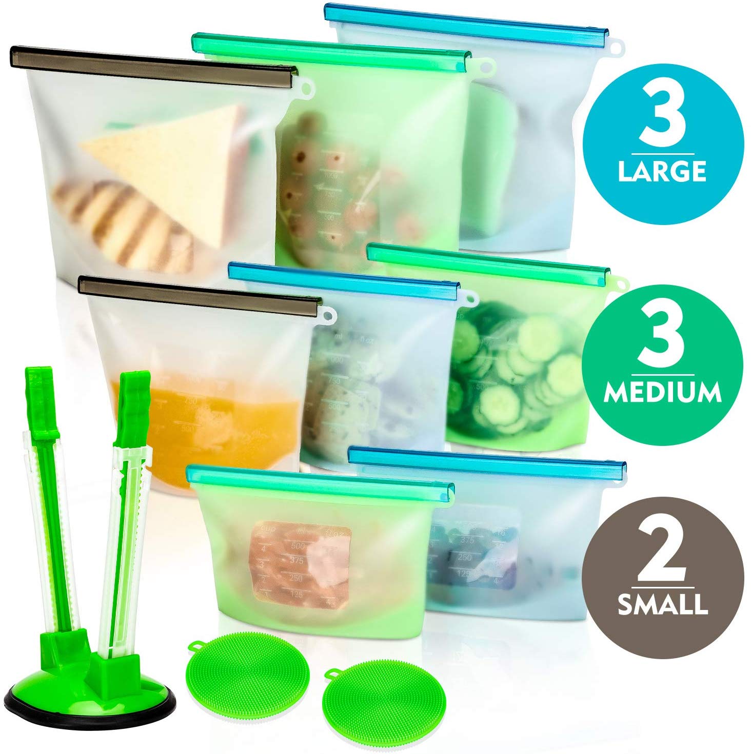 Reusable Silicone Food Storage Bags (5 x Medium) for Sandwich