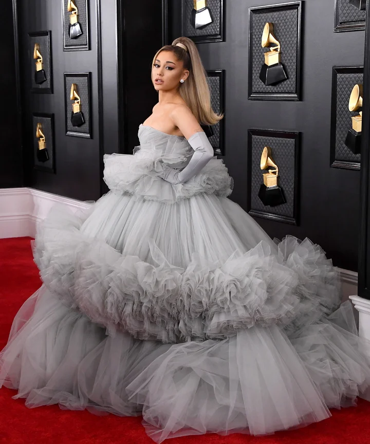 Ariana Grande Cinderella Grammys Dress Is 20 Feet Wide