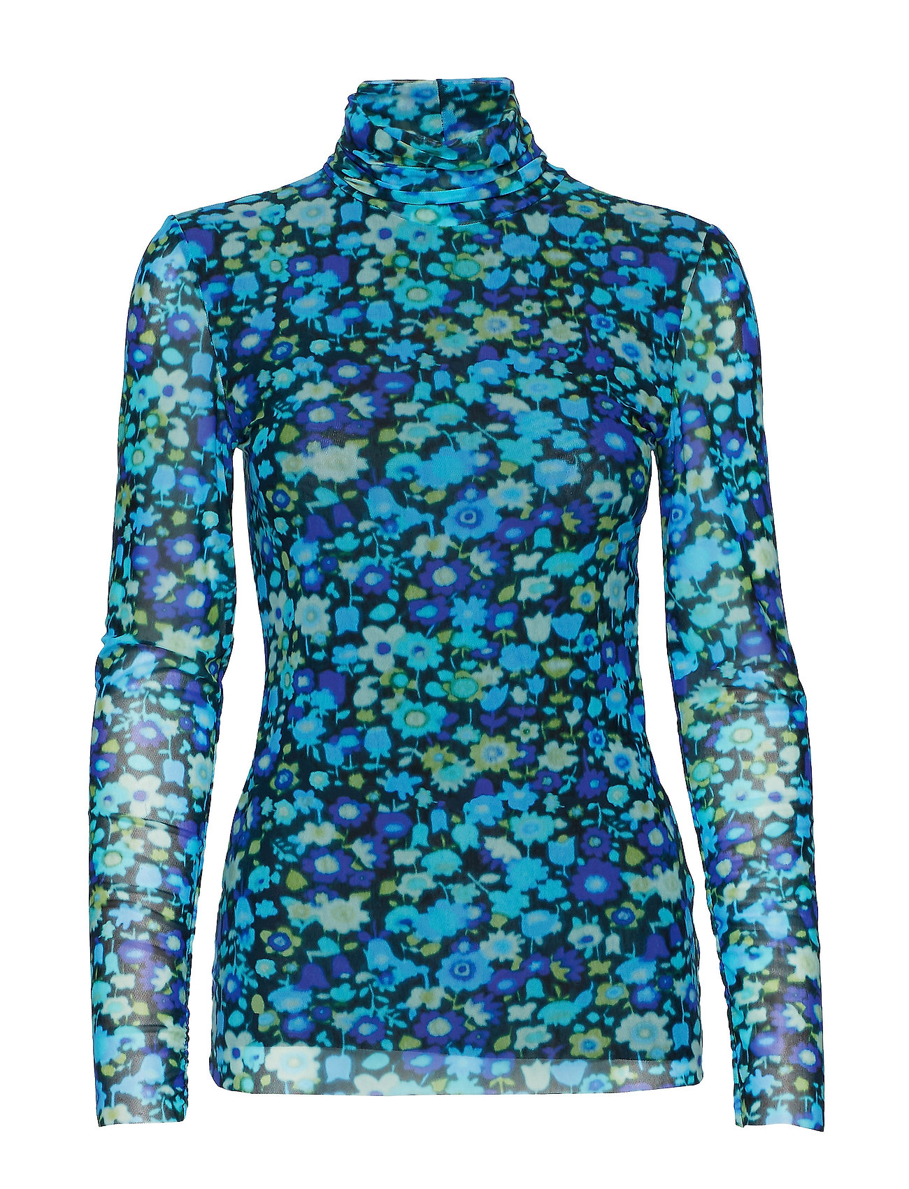 Ganni + Printed Mesh Top