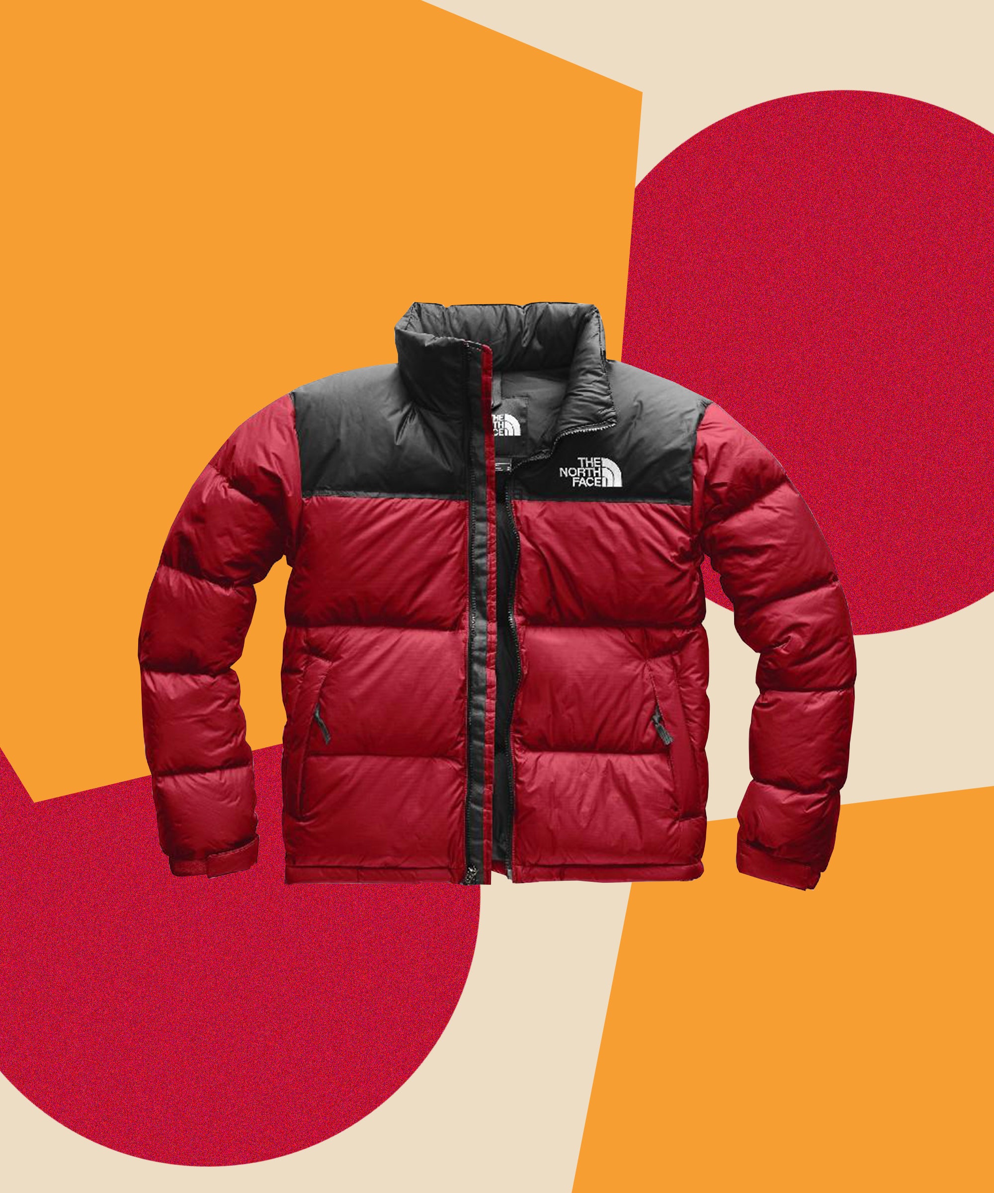 north face puffer red