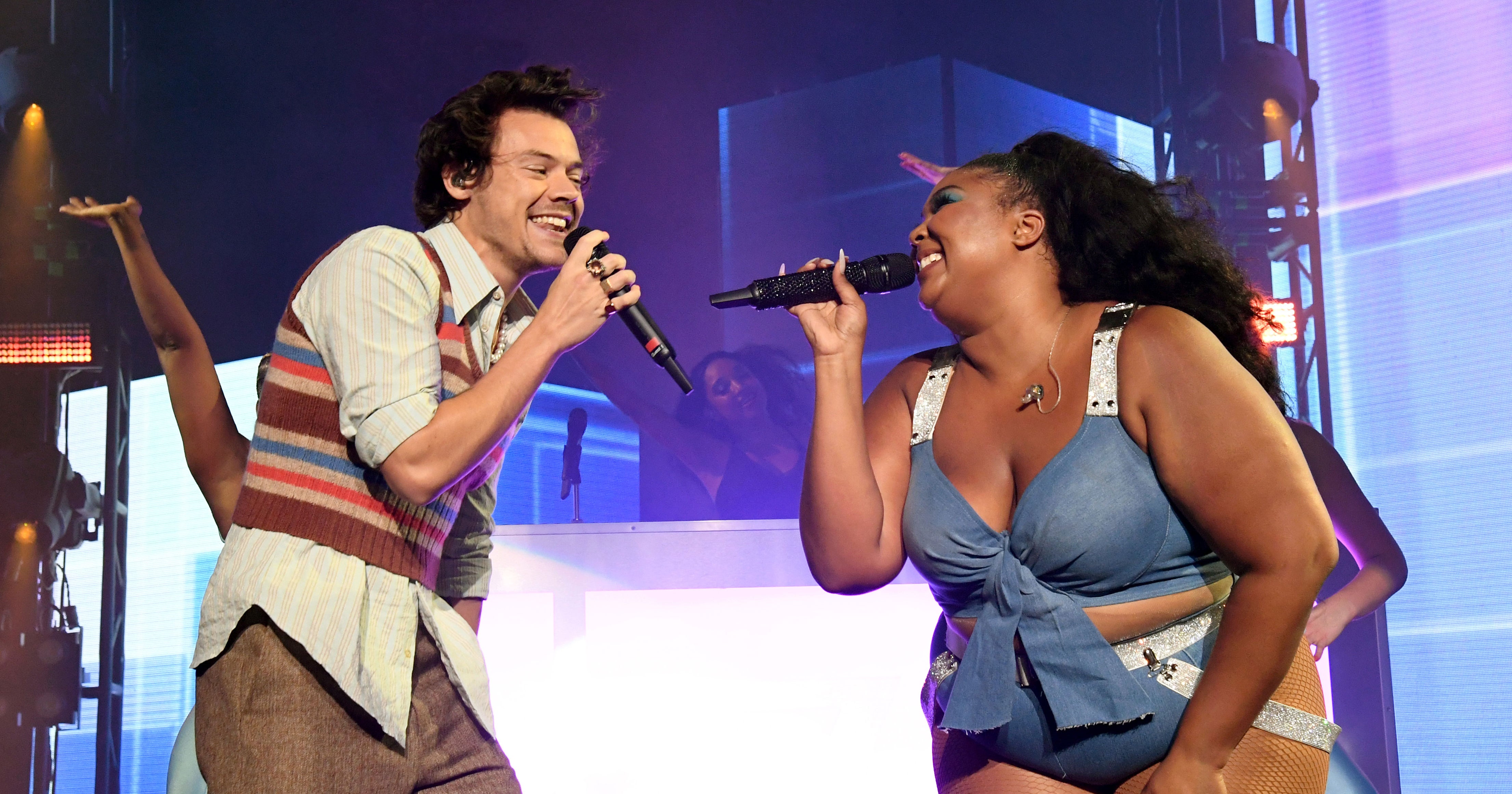 Harry Styles And Lizzo Perform Super Bowl Pre Show