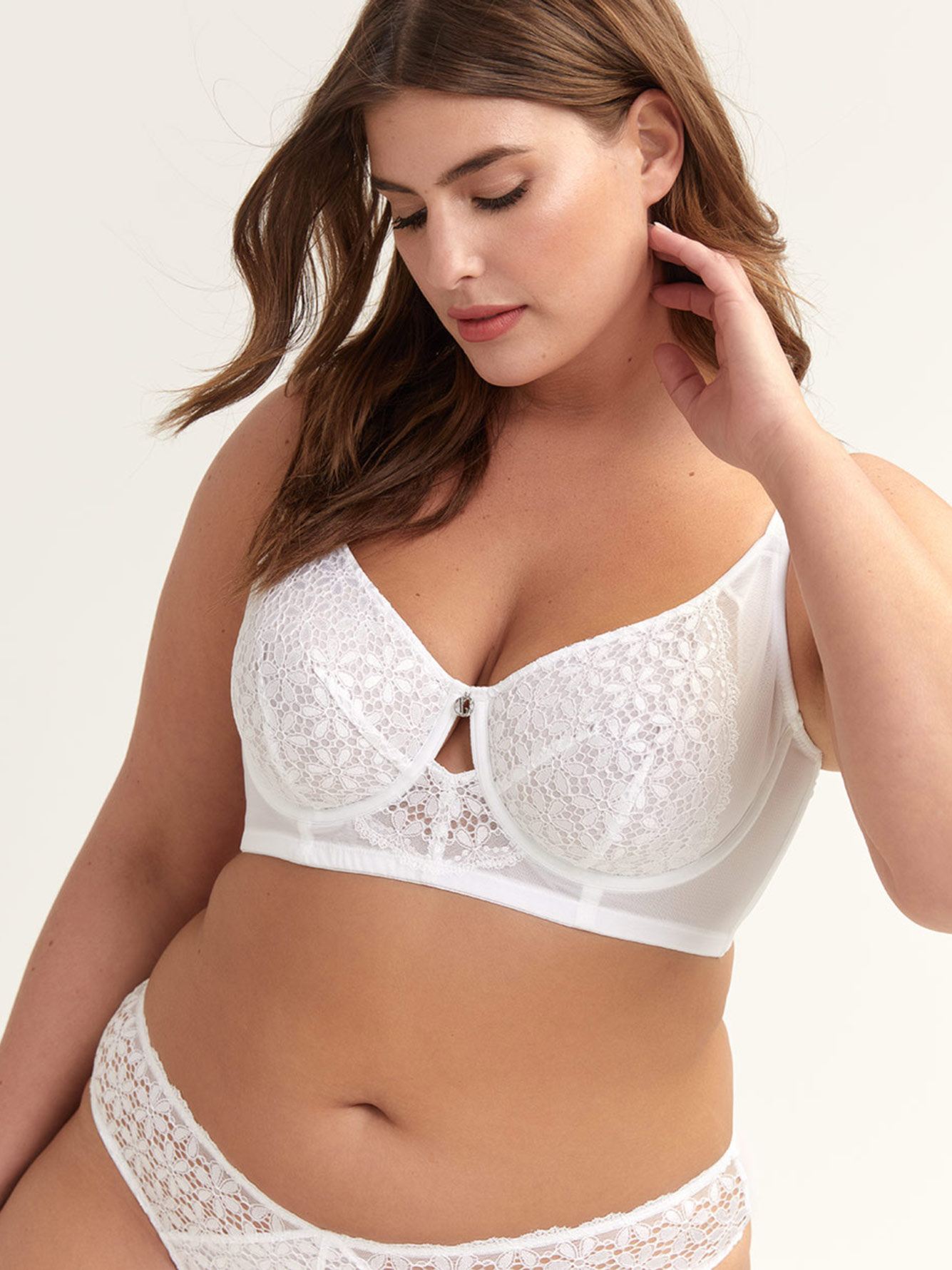 Ashley Graham WHITE Plus Size High-Rise Lace Panty, US 2X 