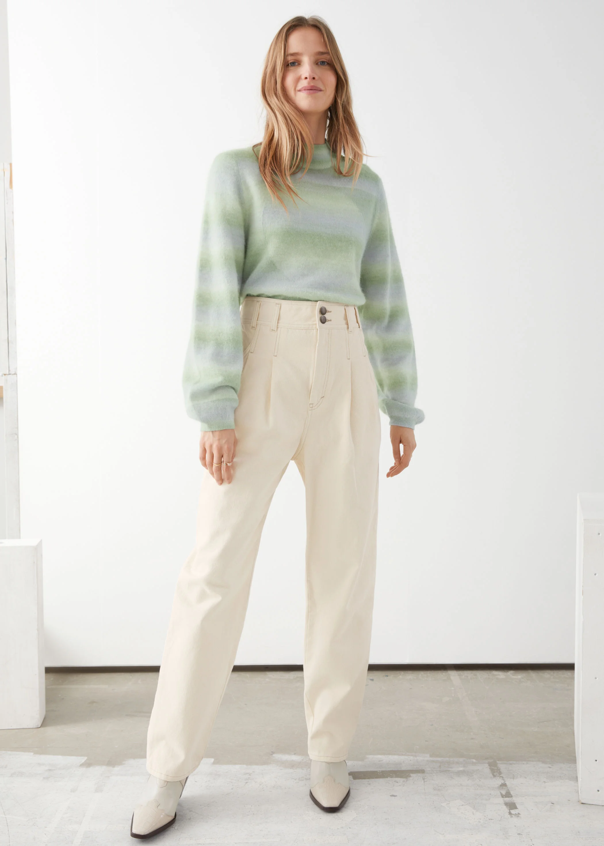Amp Other Stories High Rise Pleated Jeans