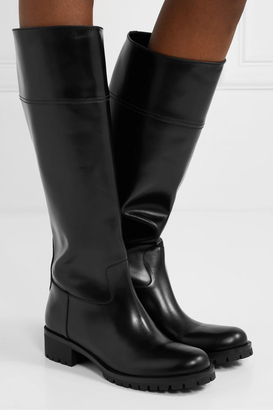 Statement Strides: Prada 40 Leather Knee Boots