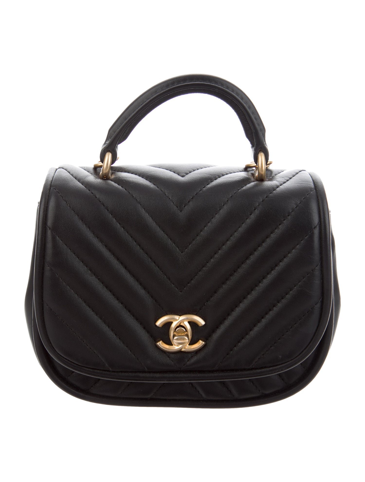 Chanel + Reversed Chevron Mini Round Flap Bag