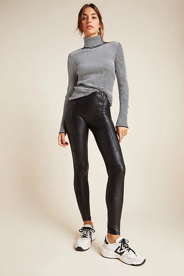 Leather Leggings With Lace Elements / Faux Leather Leggings