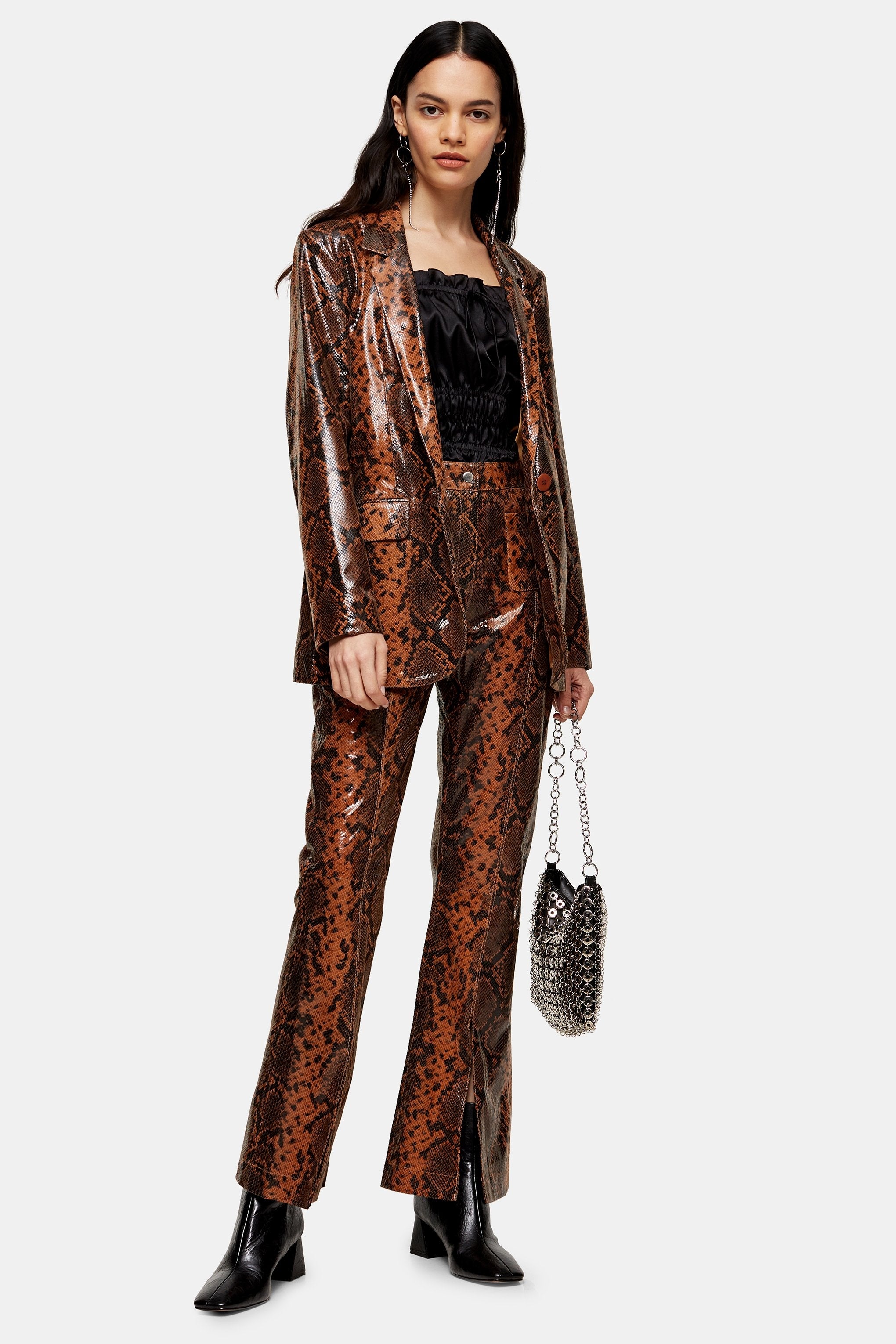 snake print flared trousers