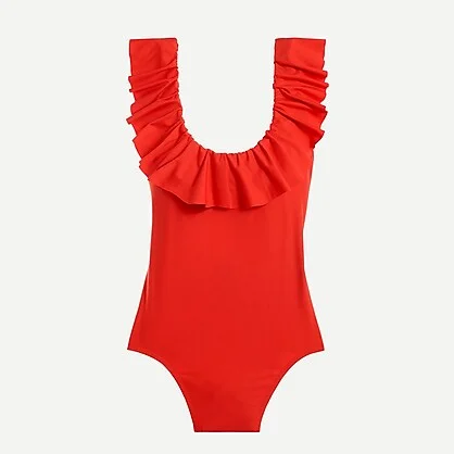 J Crew Ruffle Scoopback One Piece Swimsuit