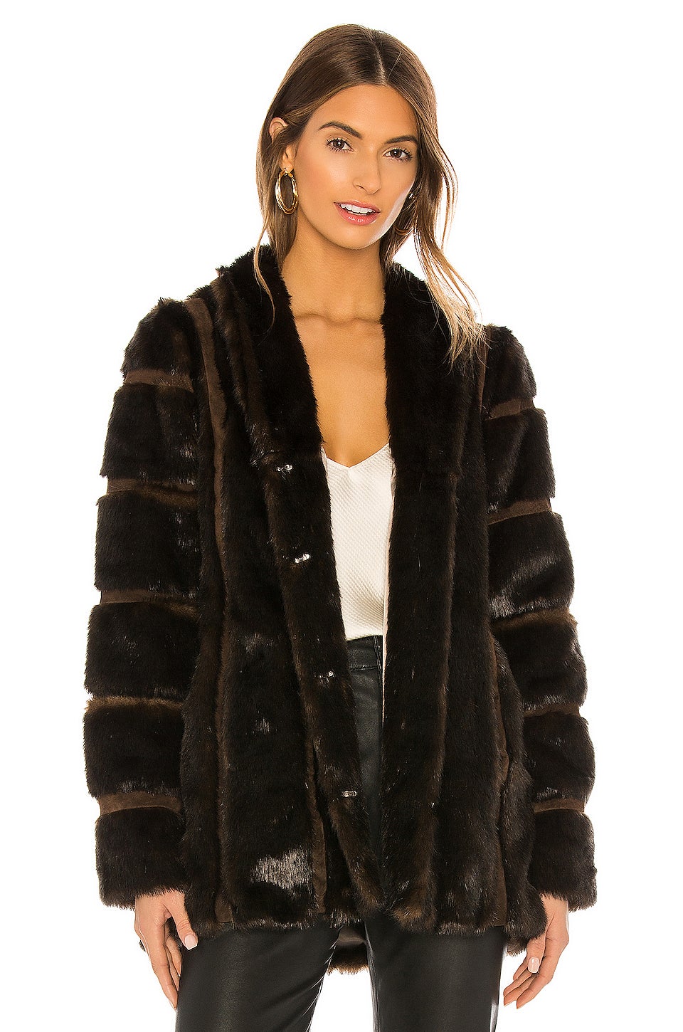Heartloom + Tori Faux Fur Coat in “Mink”