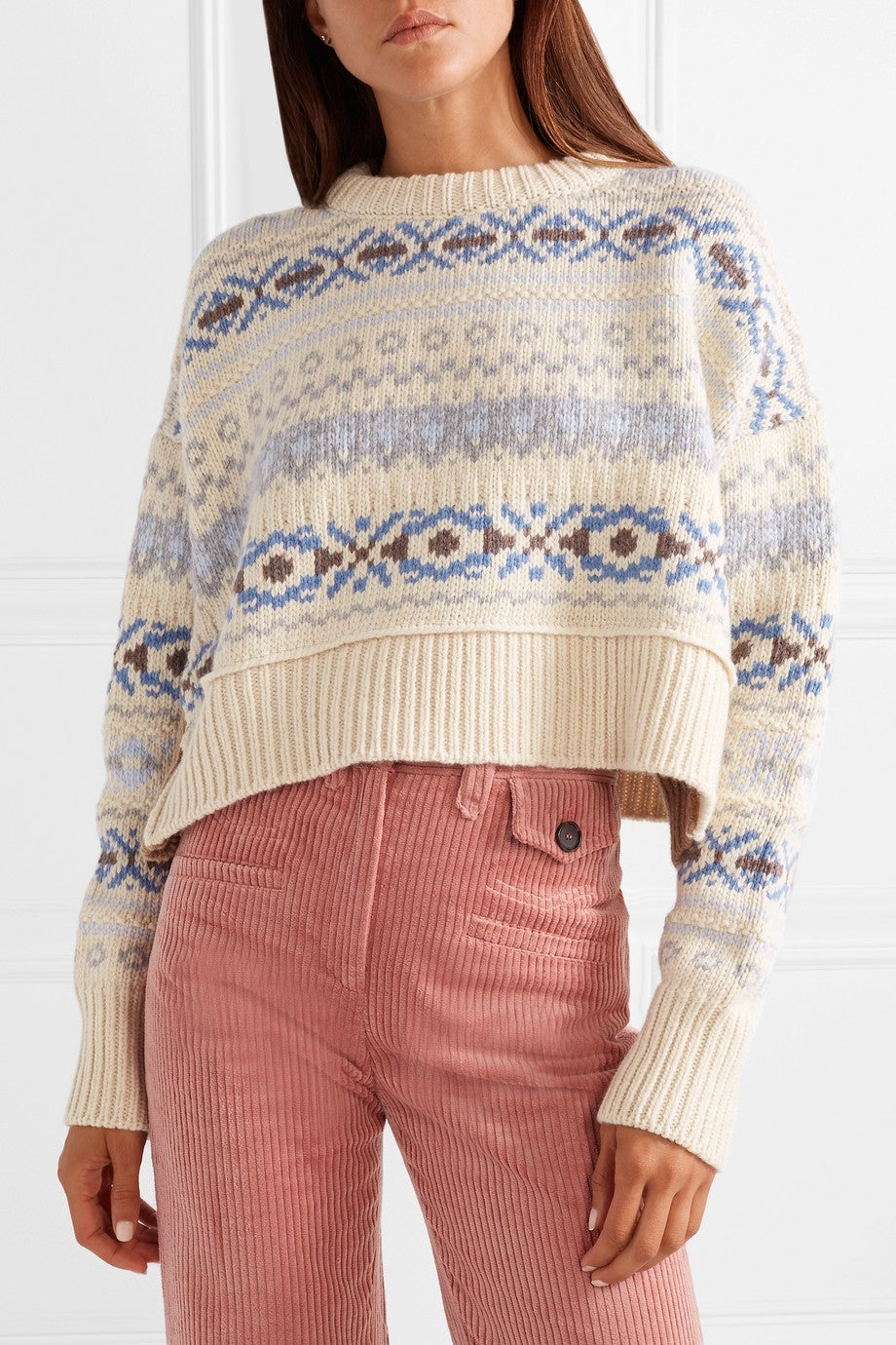Cropped fair outlet isle sweater