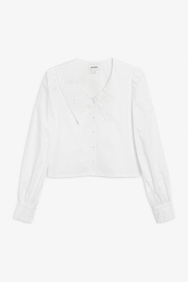 Monki + Broderie Button-up Blouse