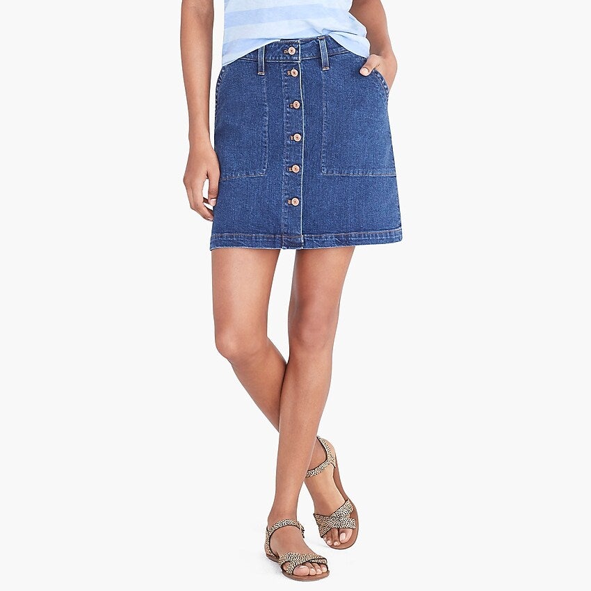 J.Crew Factory + Denim buttonfront mini skirt