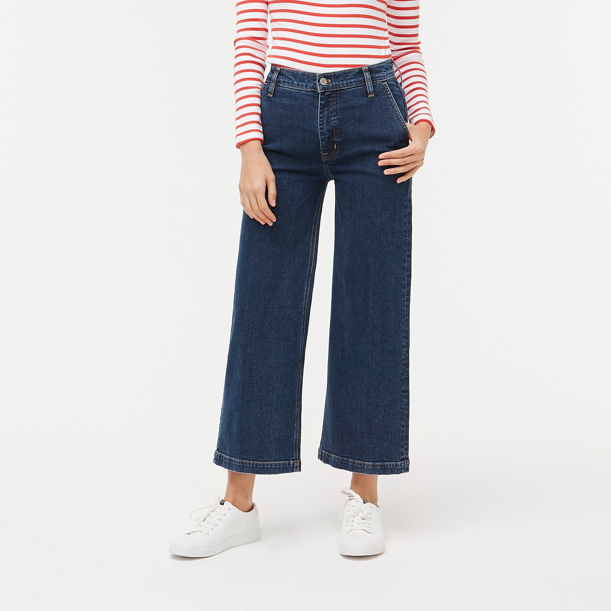 J.Crew Factory + 10″ highestrise wideleg jean in medium dark wash