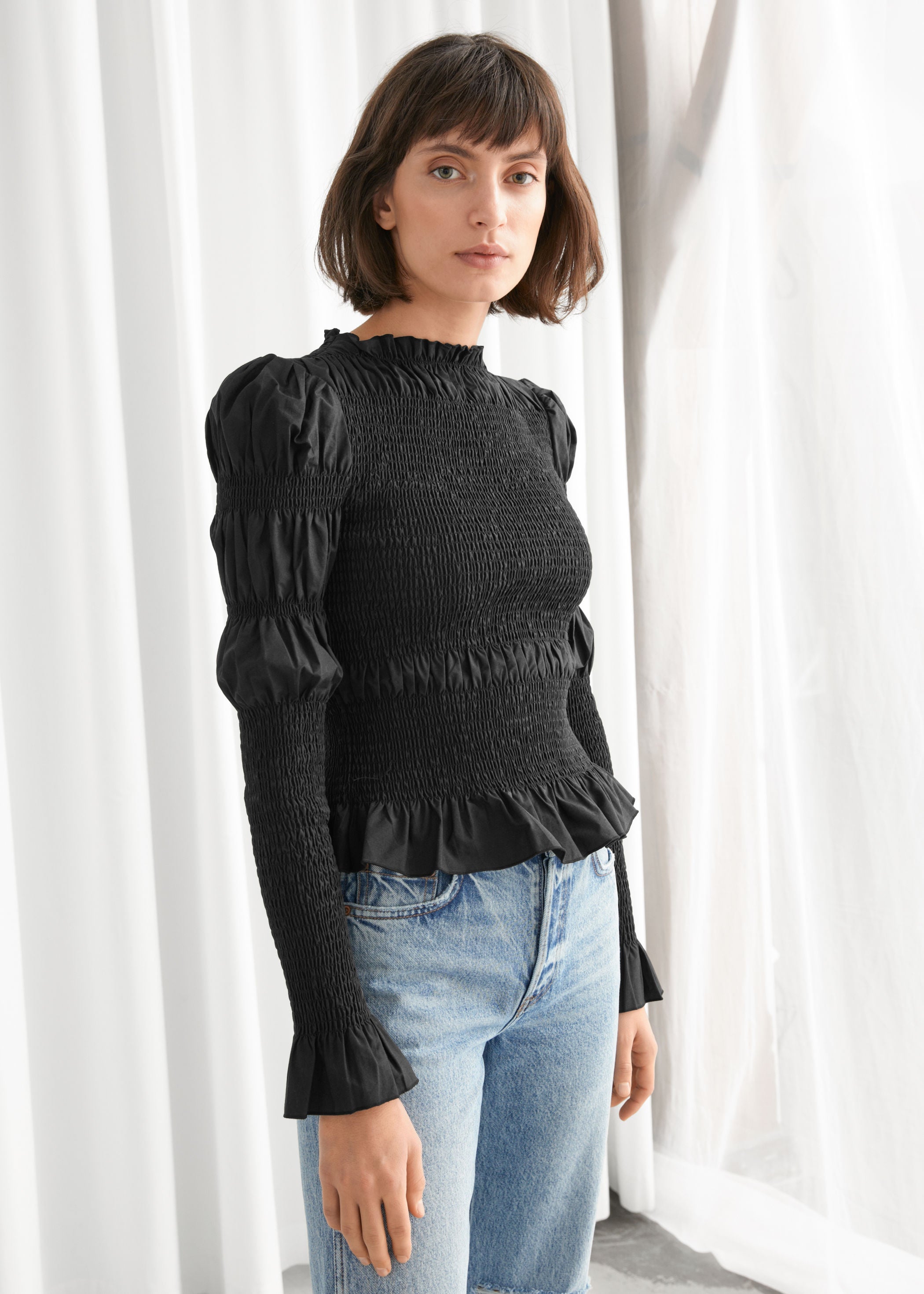 smocked ruffle top