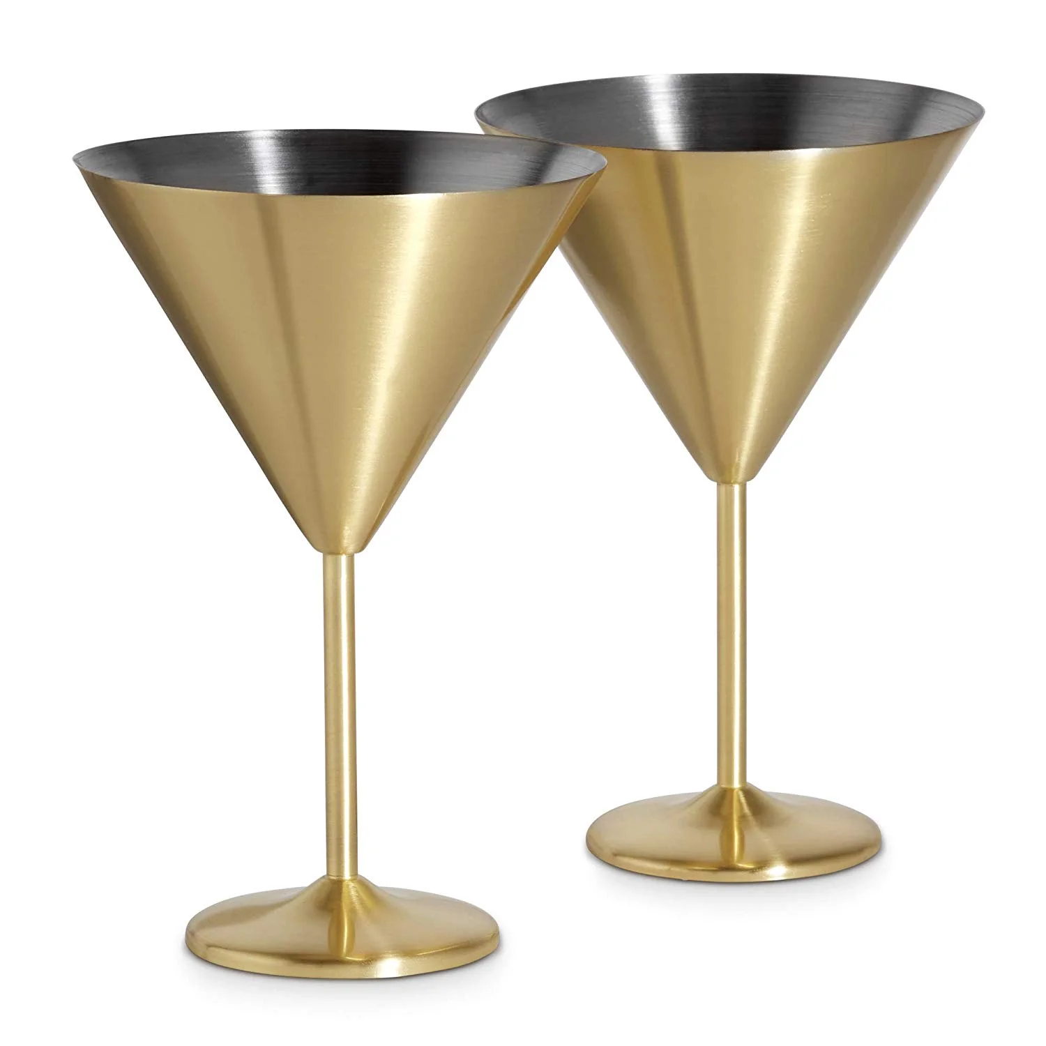 Stainless Steel Martini Glass, Set of 2 Light Gold