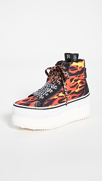 R13 Flame High Top Skate Platform Sneakers