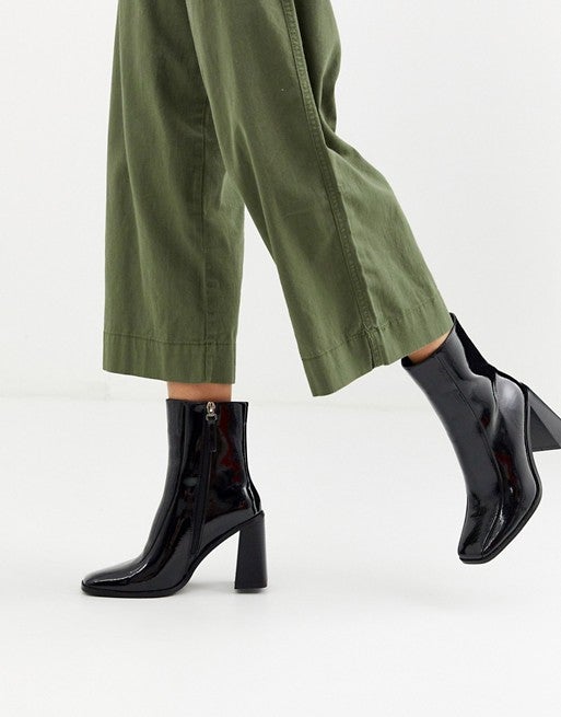 【CALLNE】Squaretoe Real Leather Heelboots Co Wren + Co Wren Square Toe Block Heel Ankle Boots