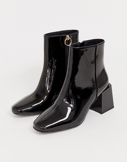 asos black patent ankle boots