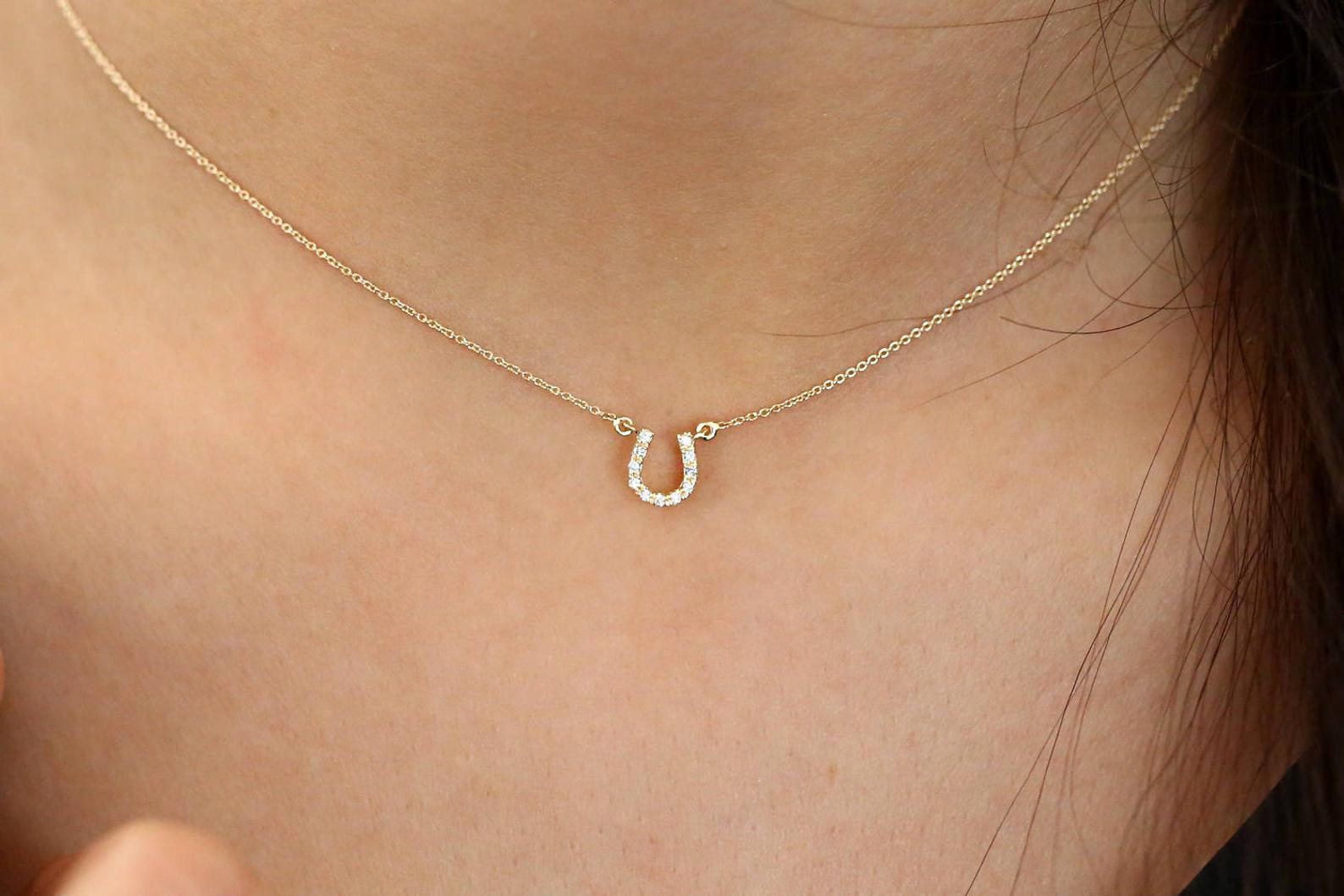 Horseshoe Necklace with Pink Tourmaline and Diamond Ombre — Hania Kuzbari  Jewelry Designs