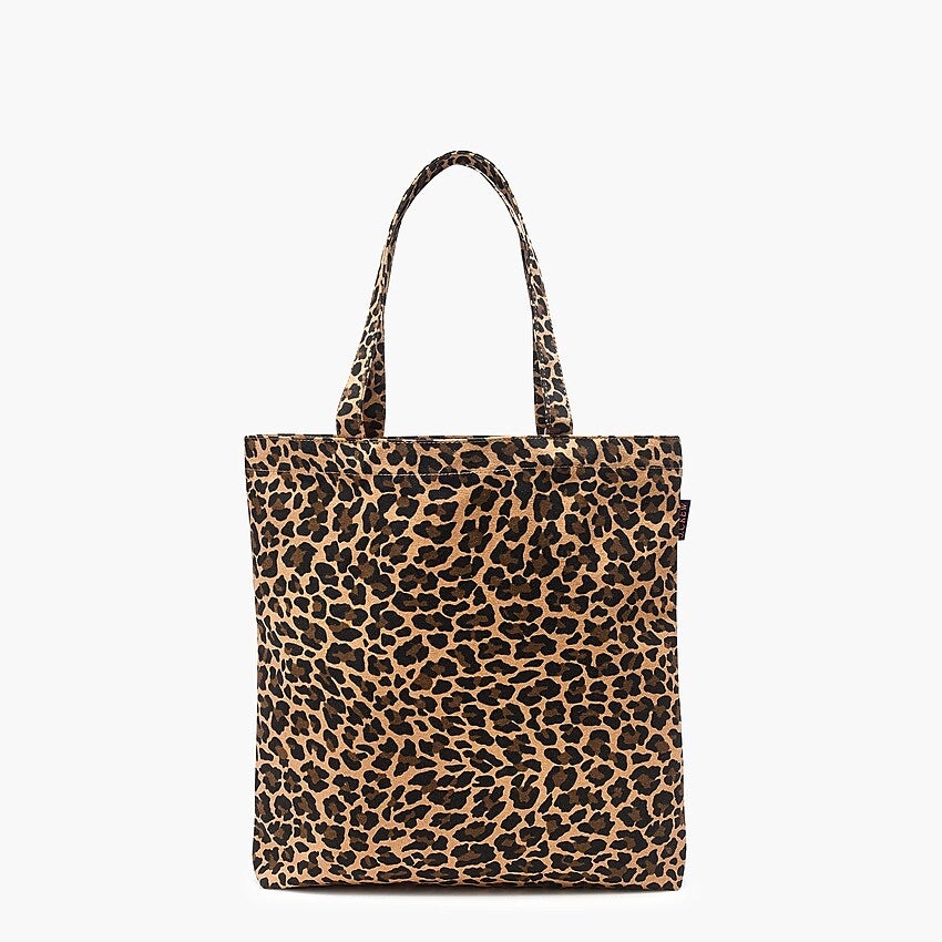 J.Crew + Reusable everyday canvas tote in leopard