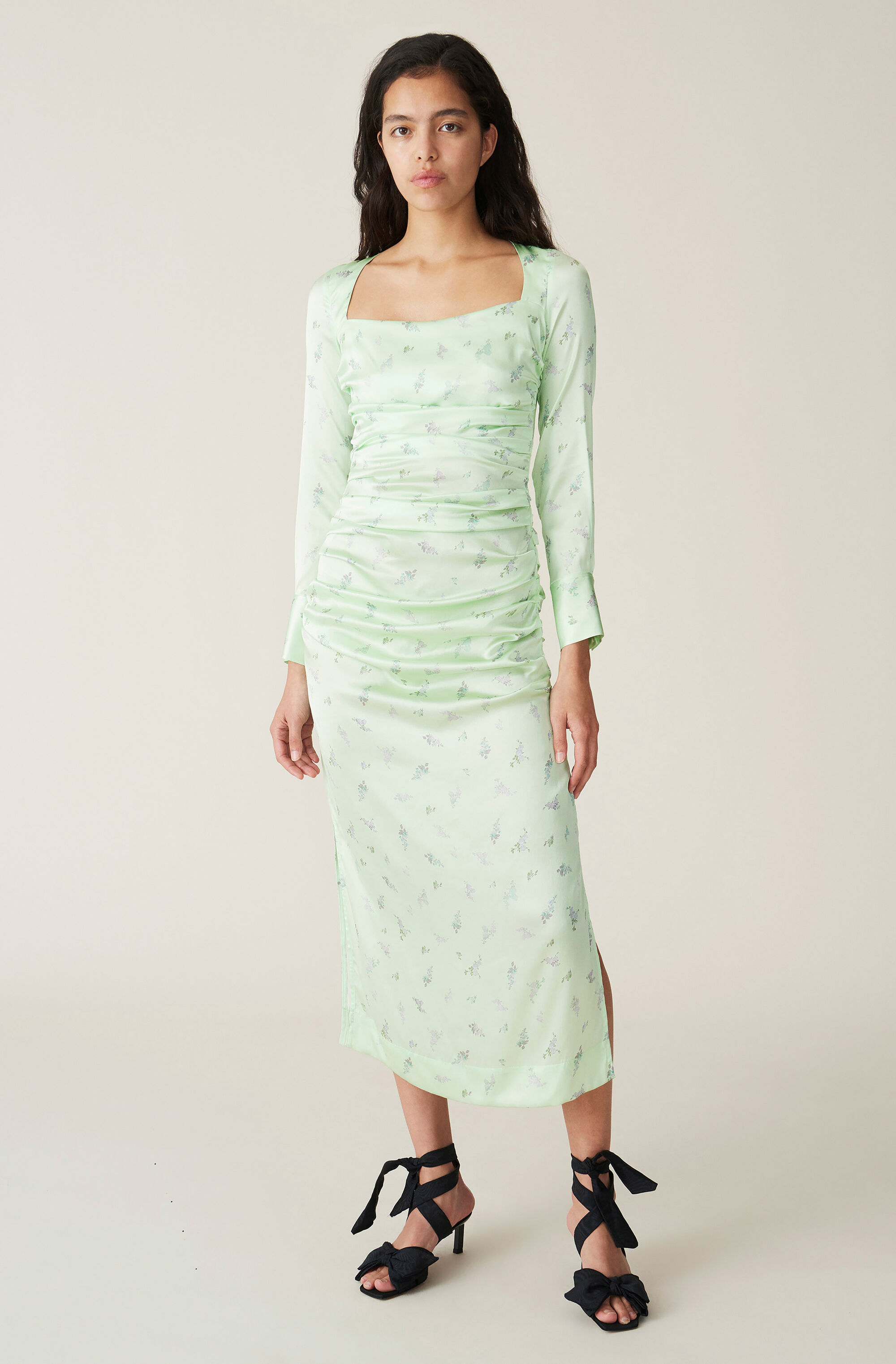 Ganni + Silk Stretch Satin Dress