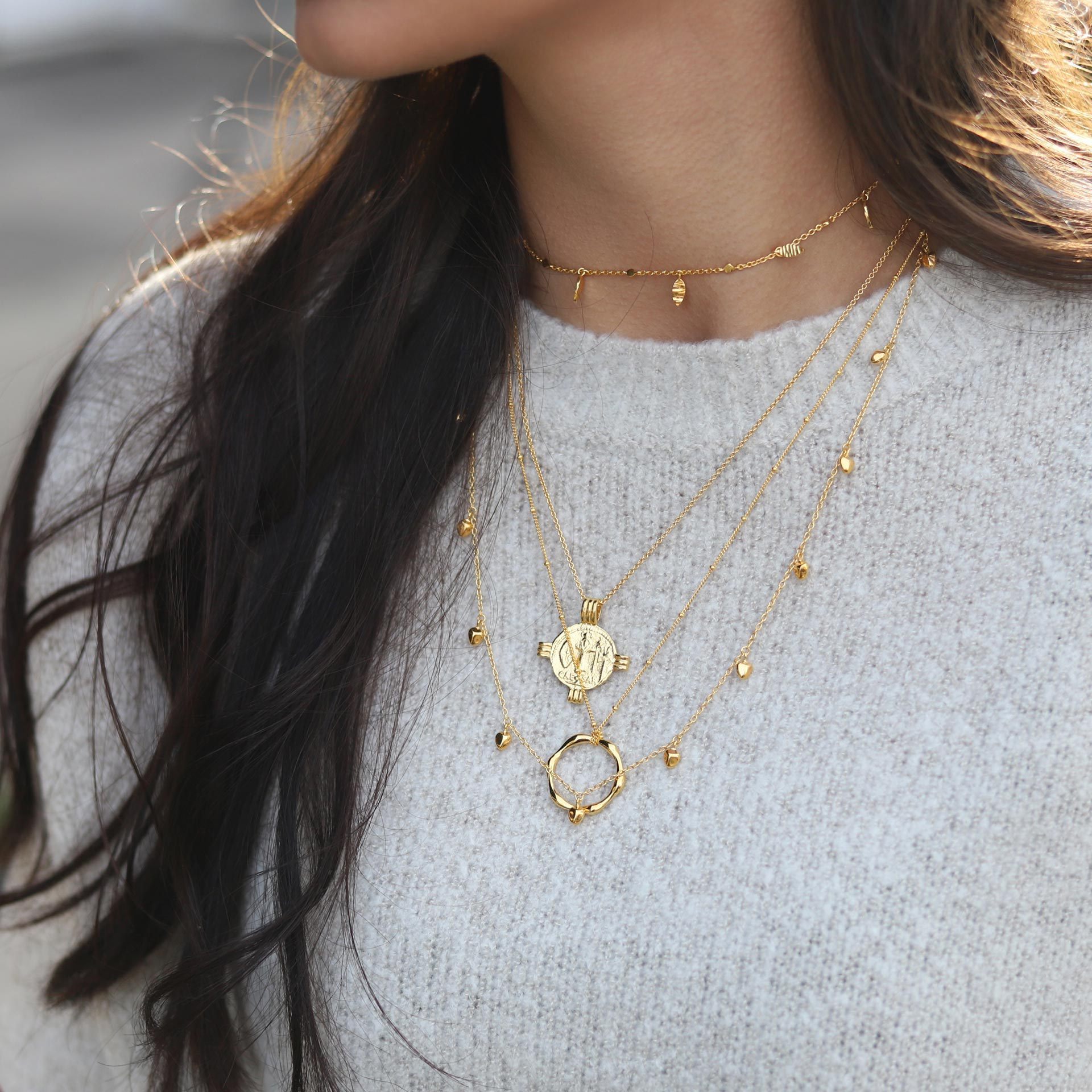 Lucy williams gold store beaded coin necklace