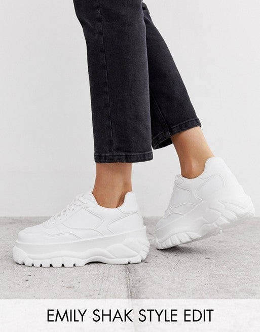 chunky white womens sneakers