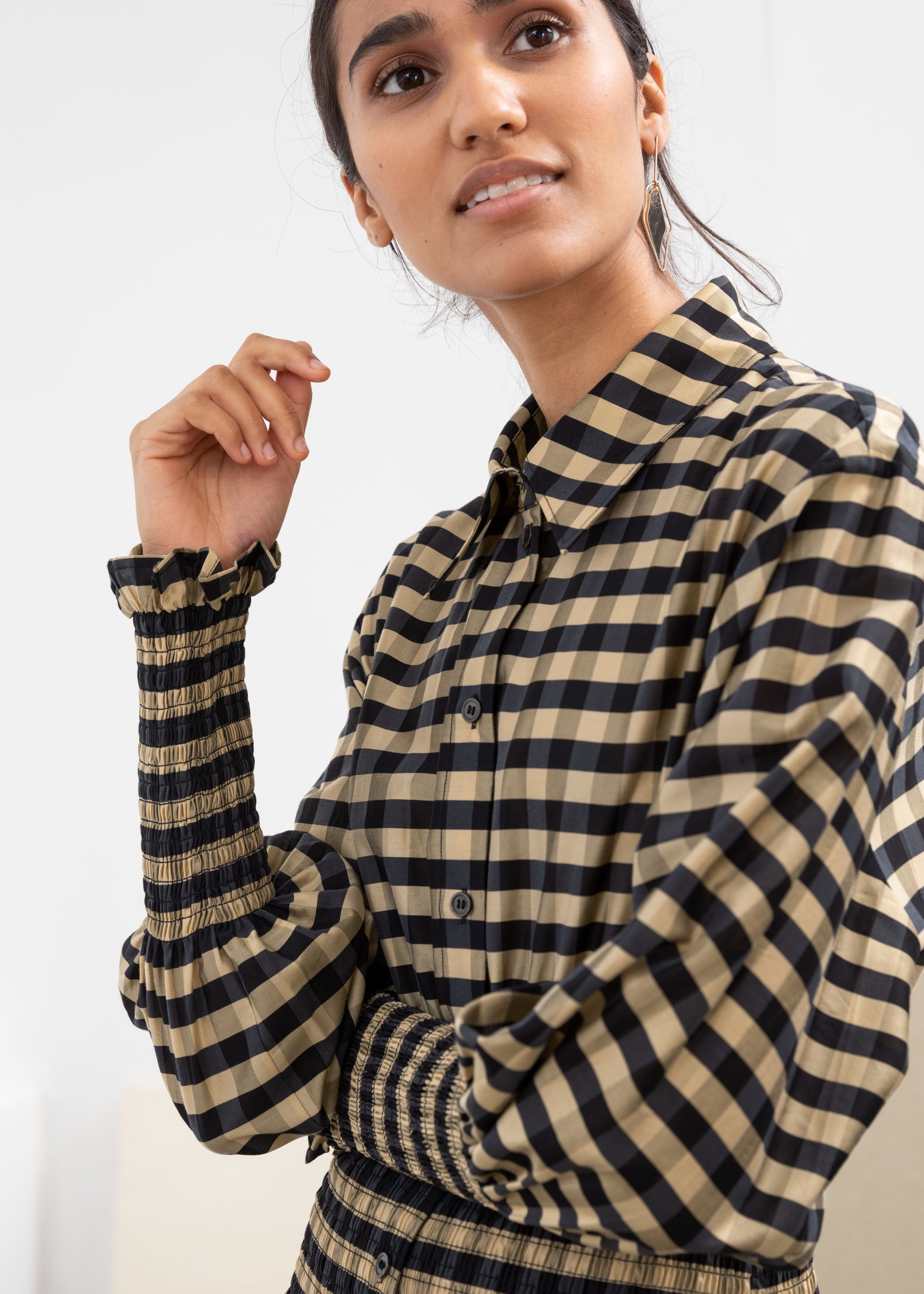 plaid midi shirt dress