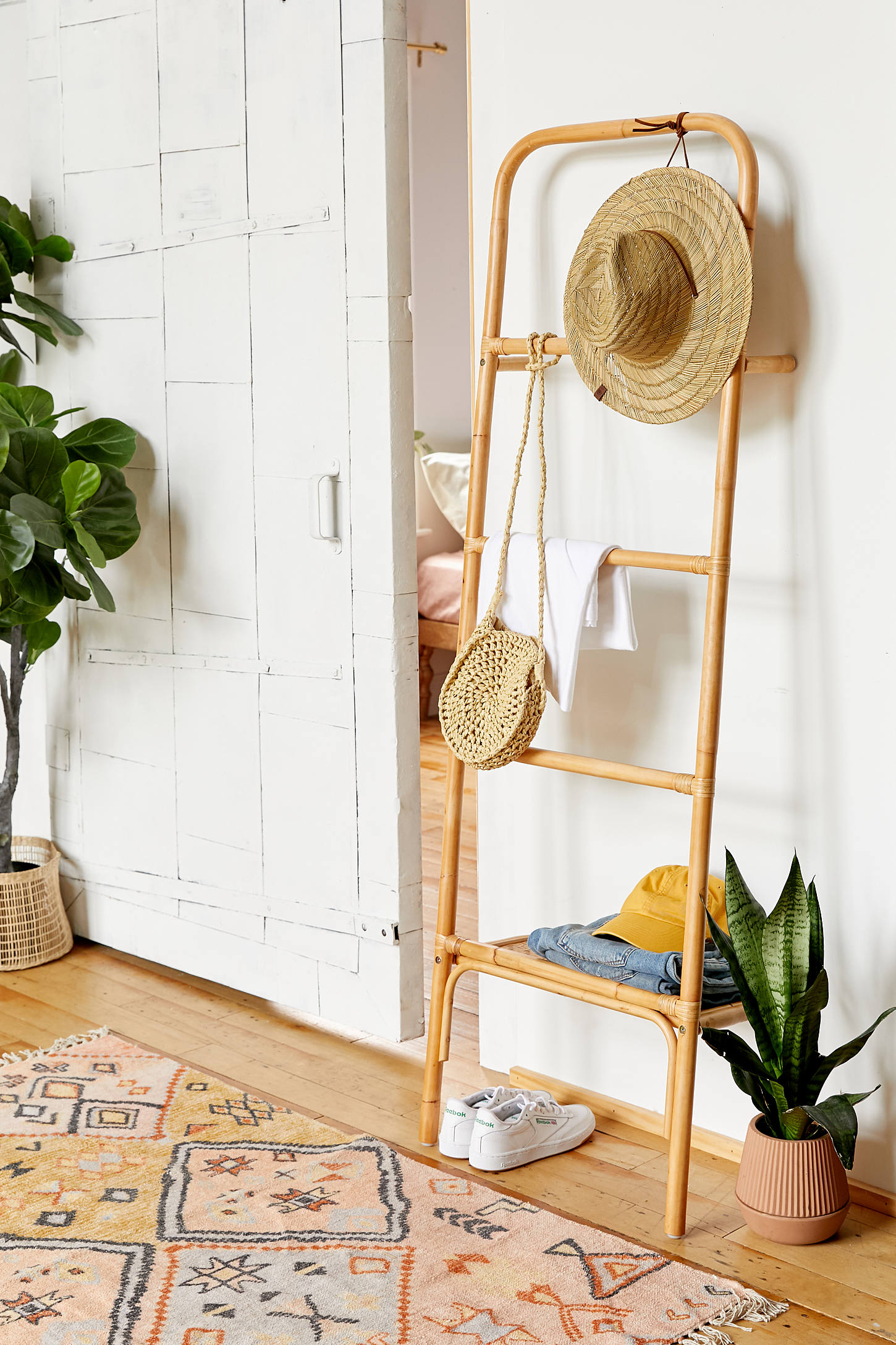 UO Rattan Leaning Accessories Ladder