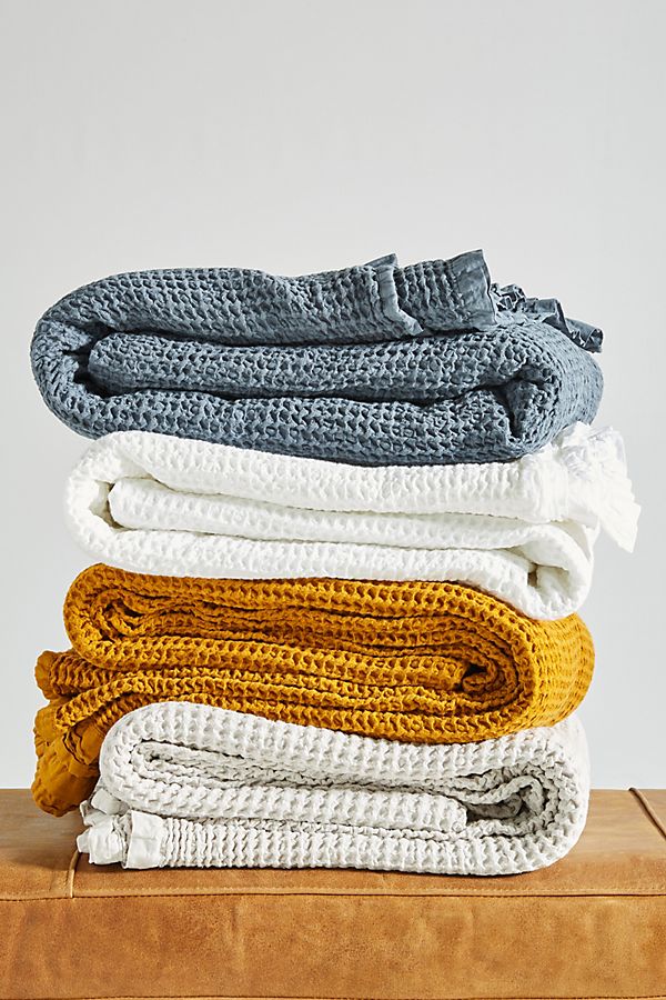 Anthropologie + Woven Waffle Bed Blanket