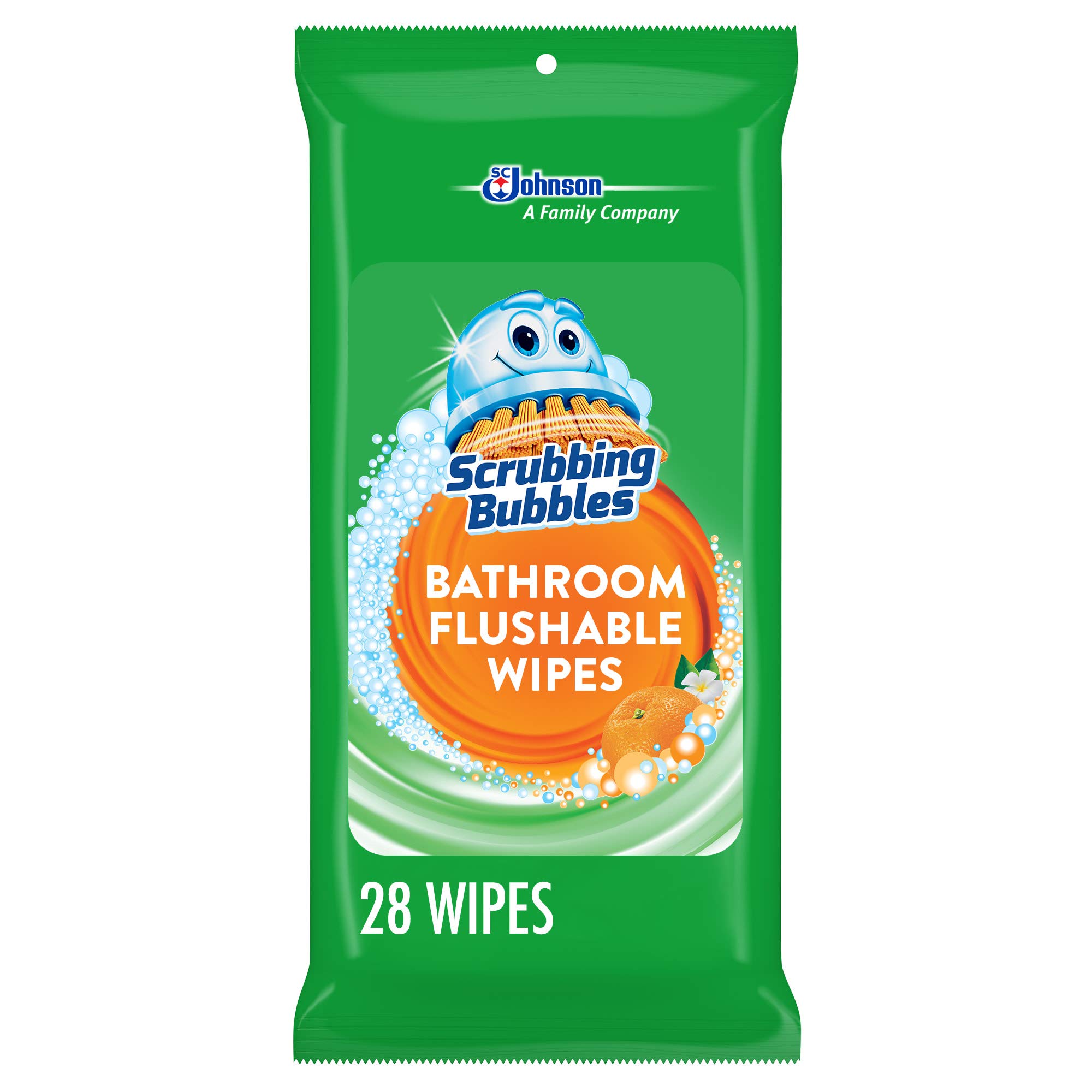 Scrubbing Bubbles + Antibacterial Bathroom Flushable Wipes