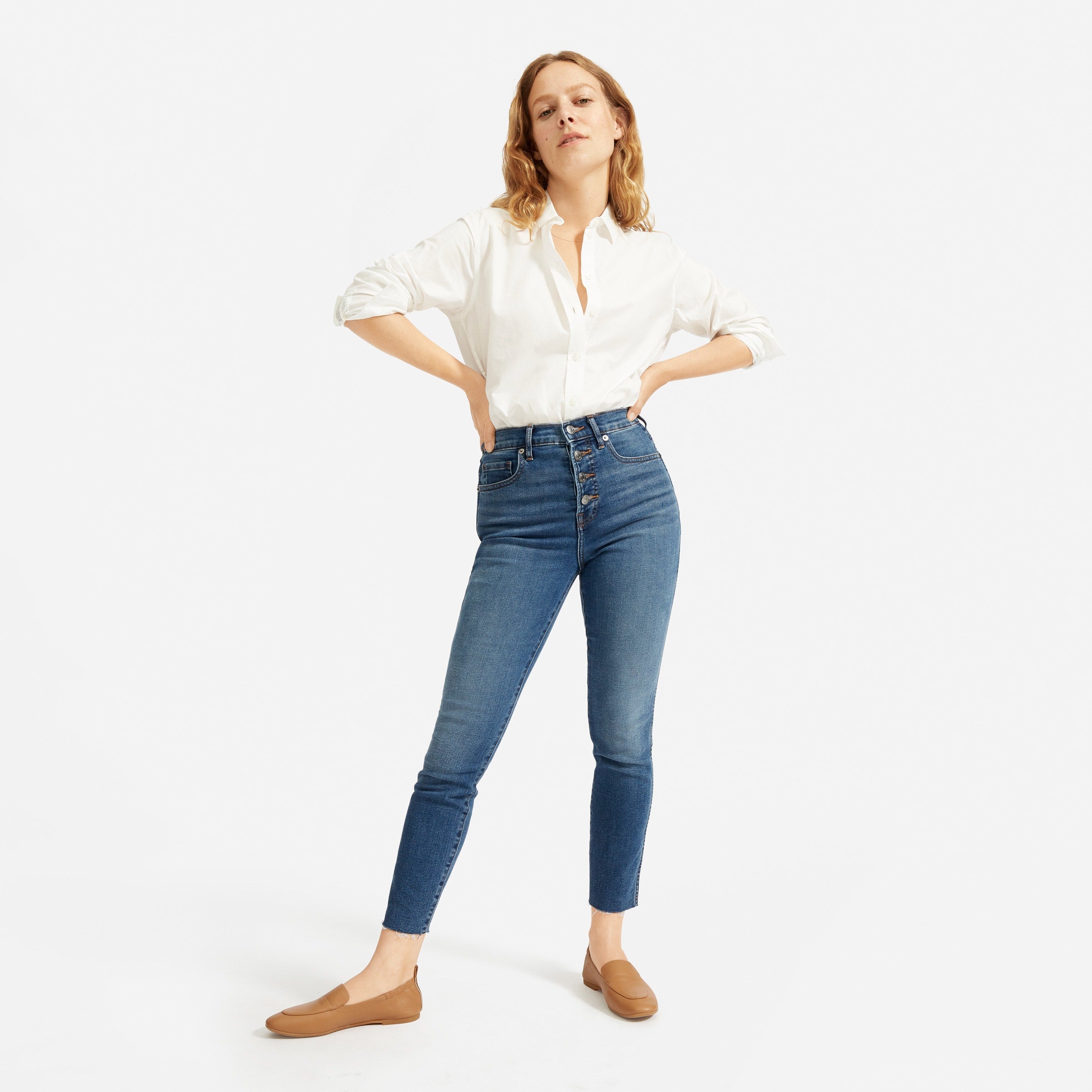 Everlane + The Authentic Stretch High-Rise Skinny Button Fly – Vintage ...