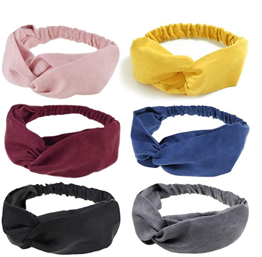 DRESHOW 6 Pack Headbands for Women Boho Headbands Vintage Flower Printed Criss Cross Elastic Head Wrap 