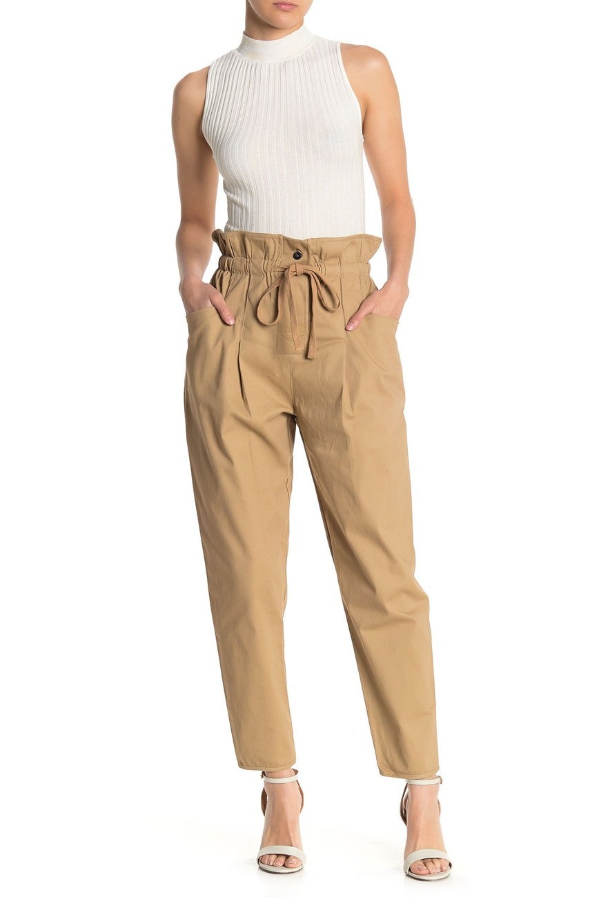 High rise sales paperbag pants