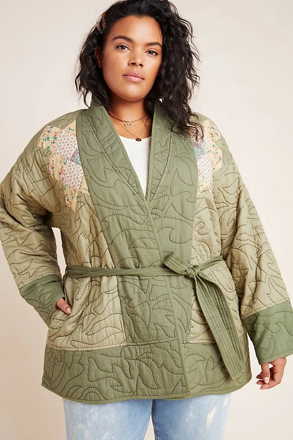 By Anthropologie Quilted Varsity Kimono
