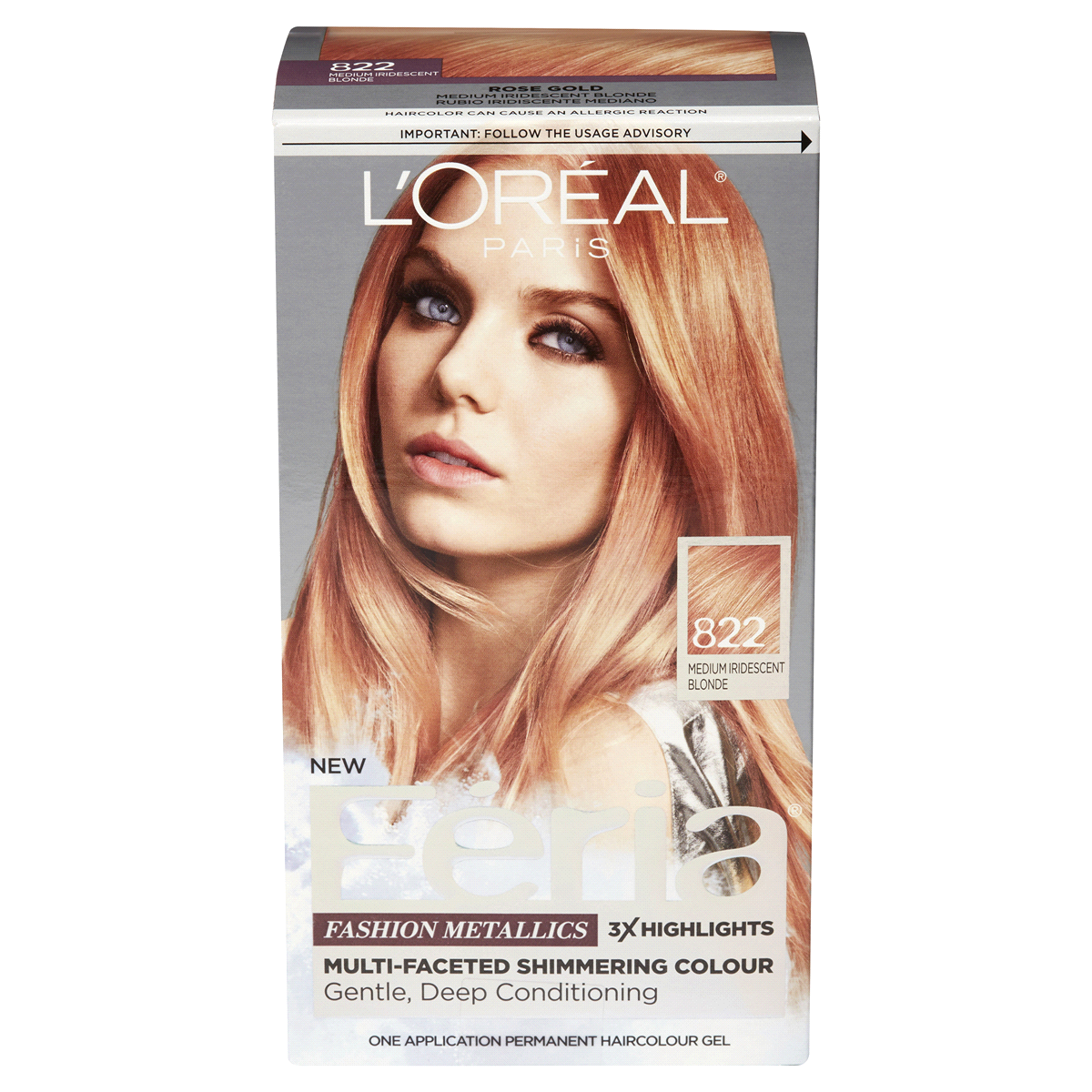 L’Oreal Paris + Feria Permanent Hair Color, 822 Rose Gold