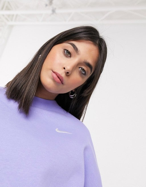 nike mini swoosh oversized boxy sweatshirt in yellow