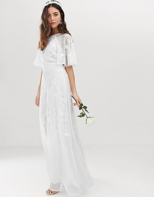 asos cape wedding dress