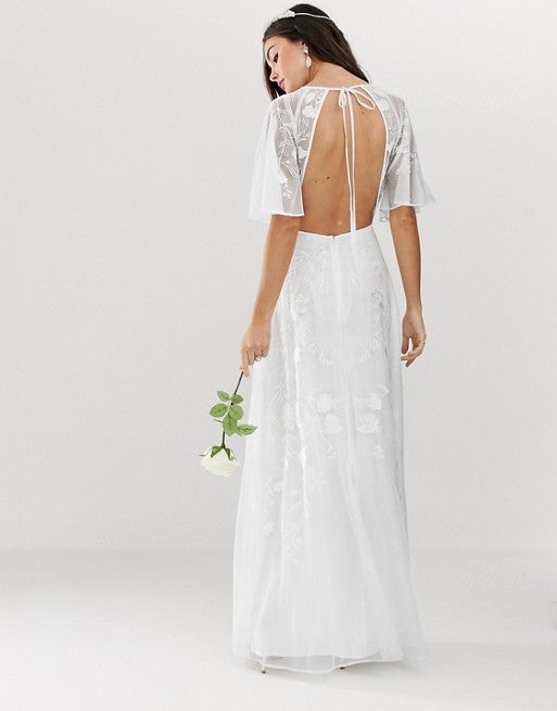 asos flutter sleeve wedding dress