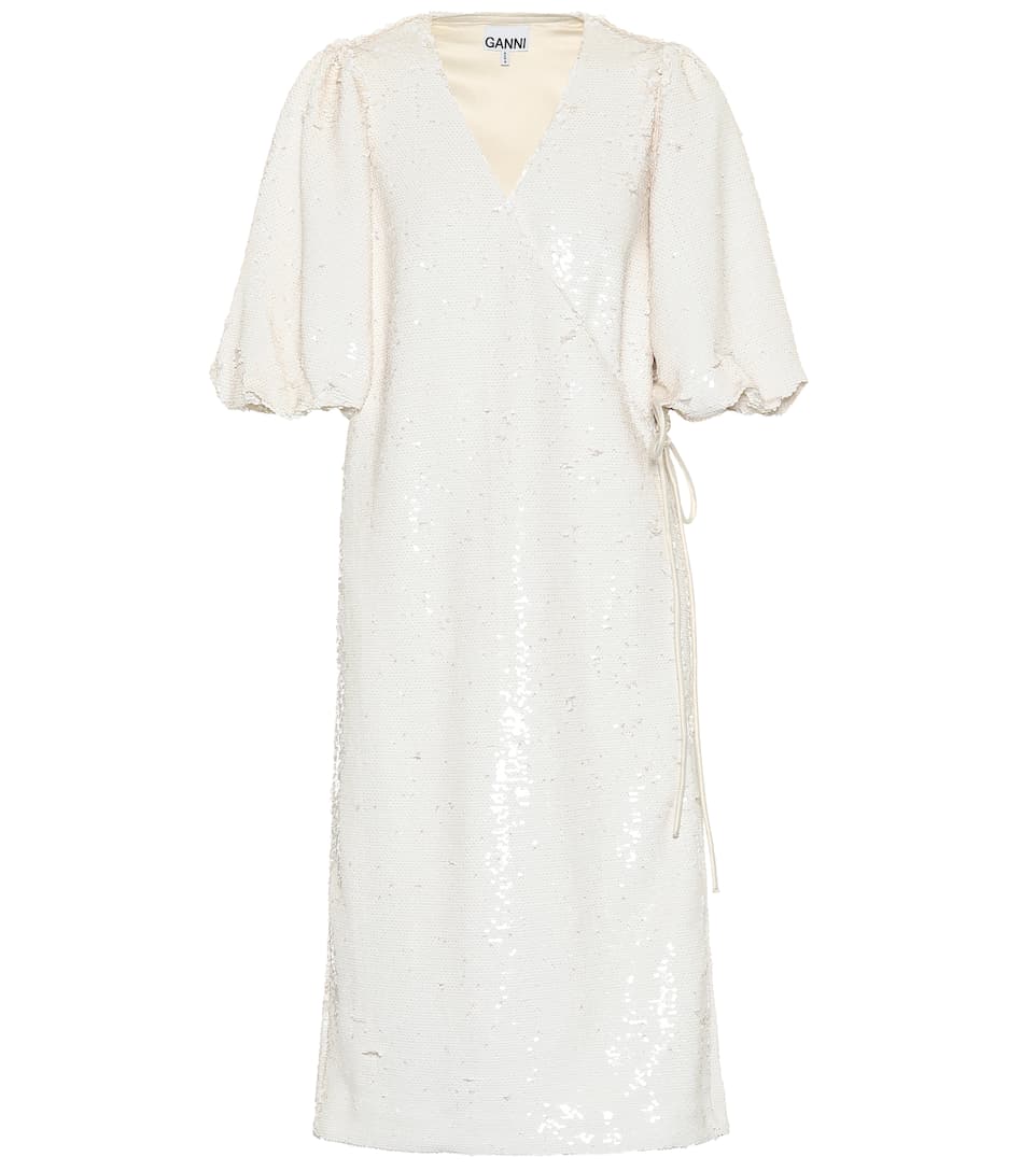 Ganni + Sequined Wrap Midi Dress