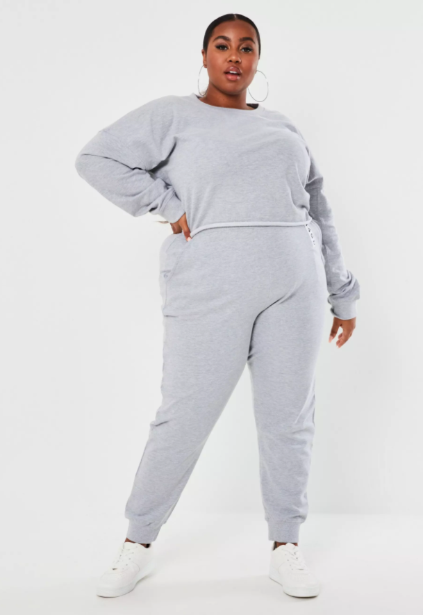 Missguided + plus size gray msgd tag detail joggers