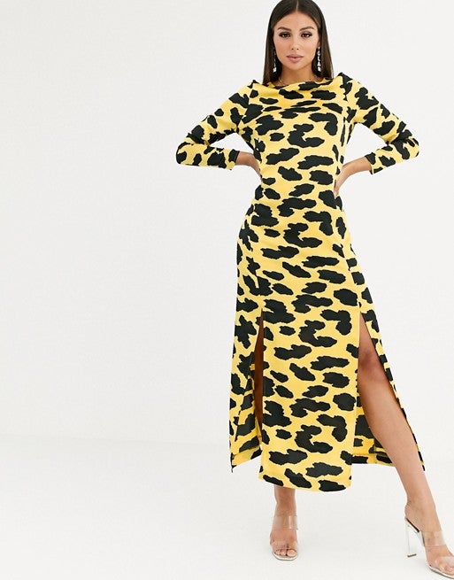 cow print maxi dress