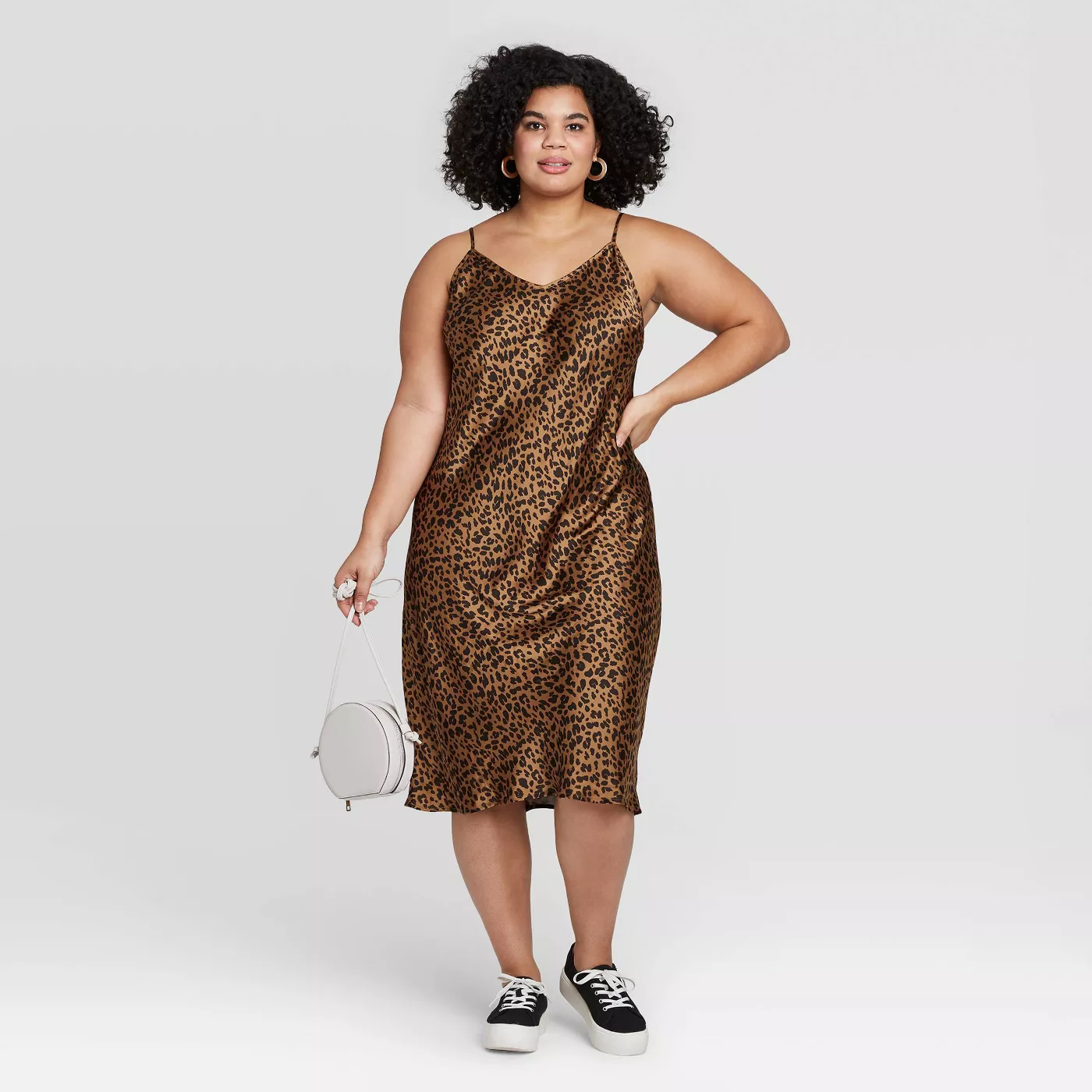 plus size leopard slip dress