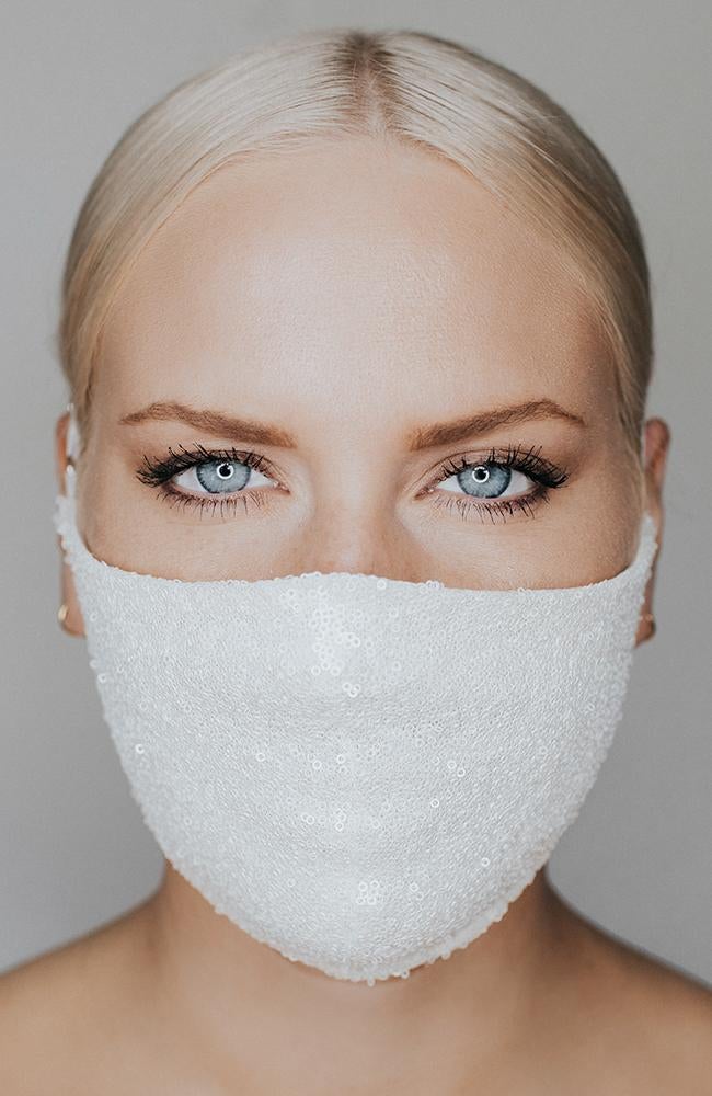 Katie May + Disco Ball Face Mask (White)