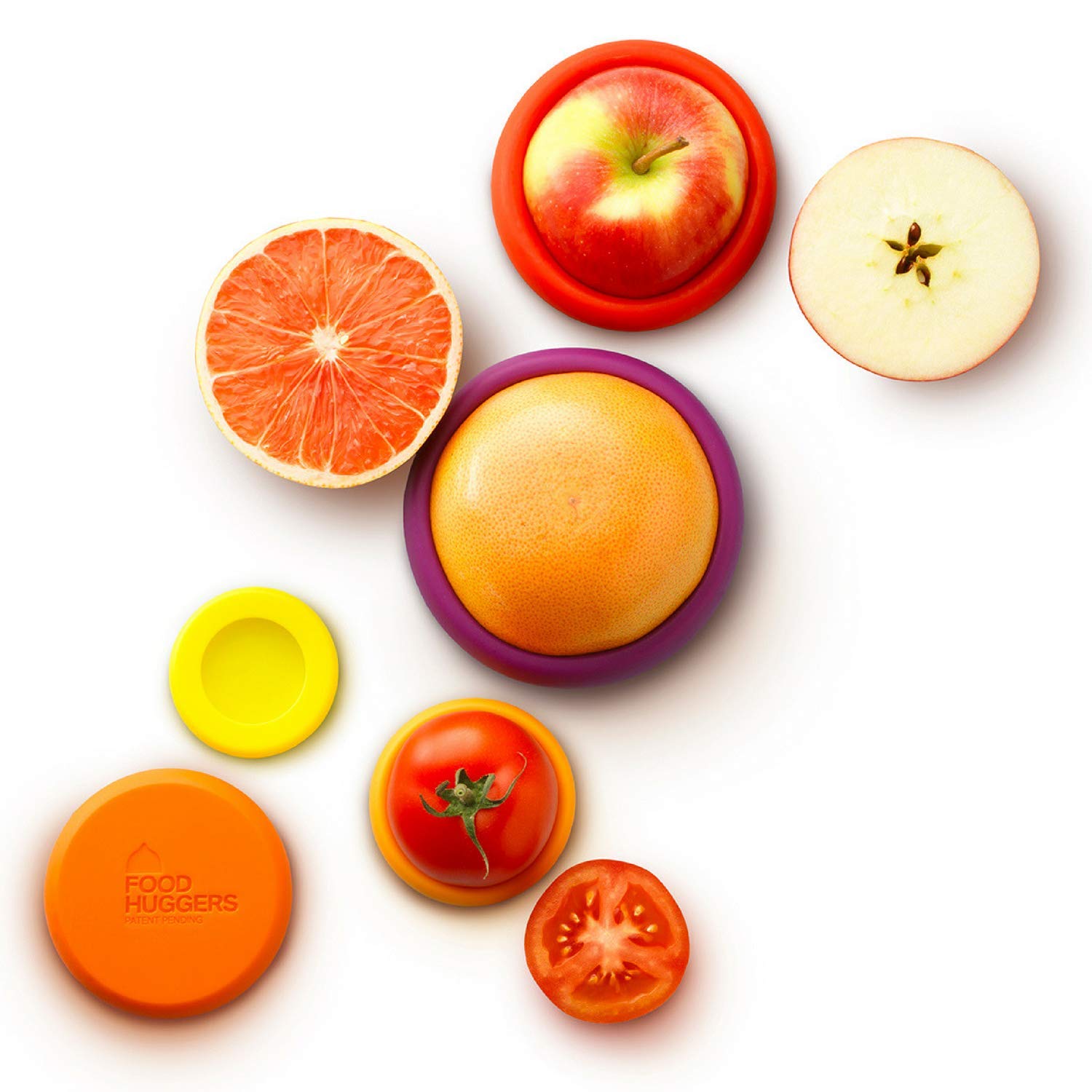 Food Huggers + Food Huggers Set of 5 Reusable Silicone Food Savers