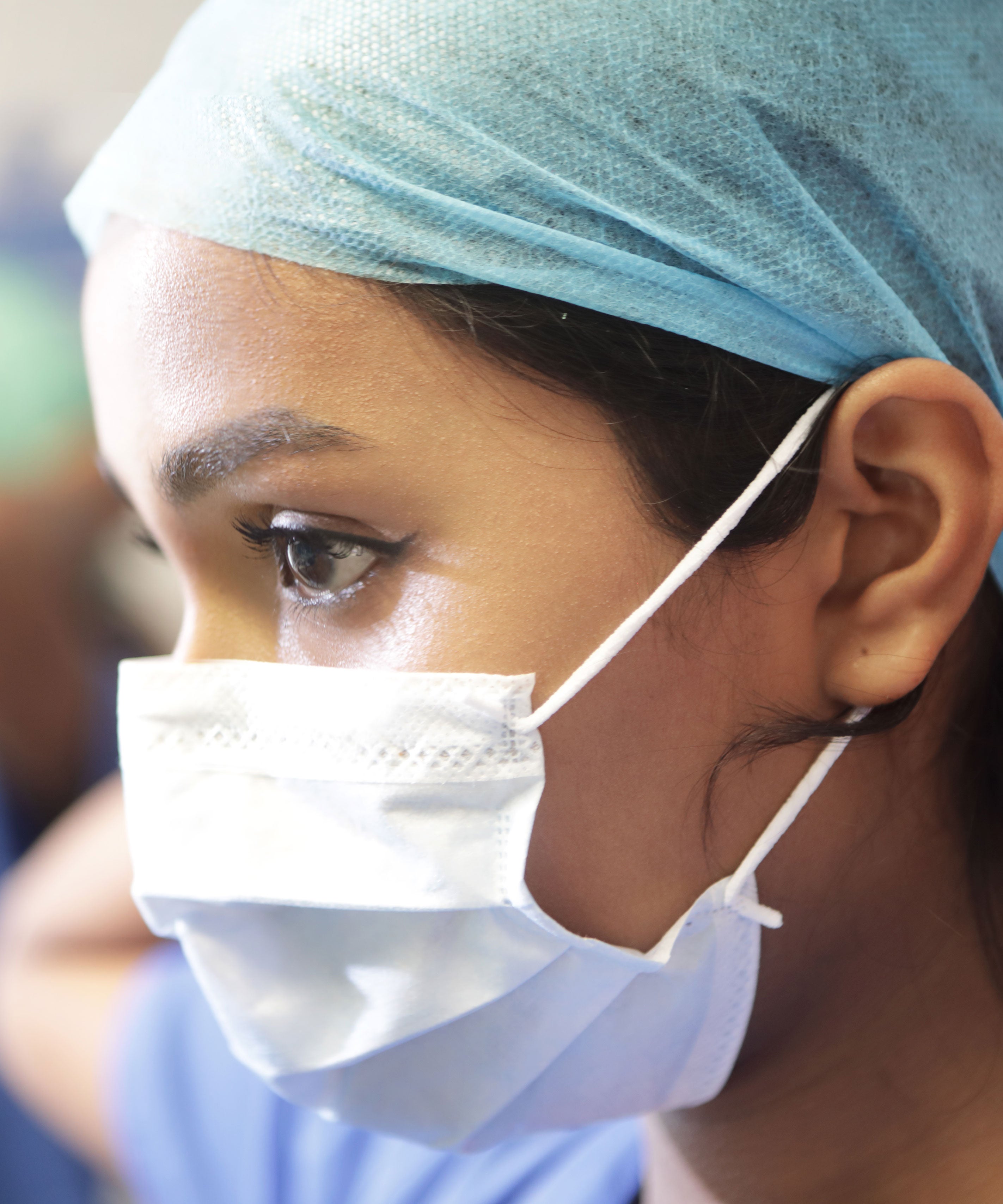 Download N95 Face Masks Are Giving Nurses Bruises On Face PSD Mockup Templates